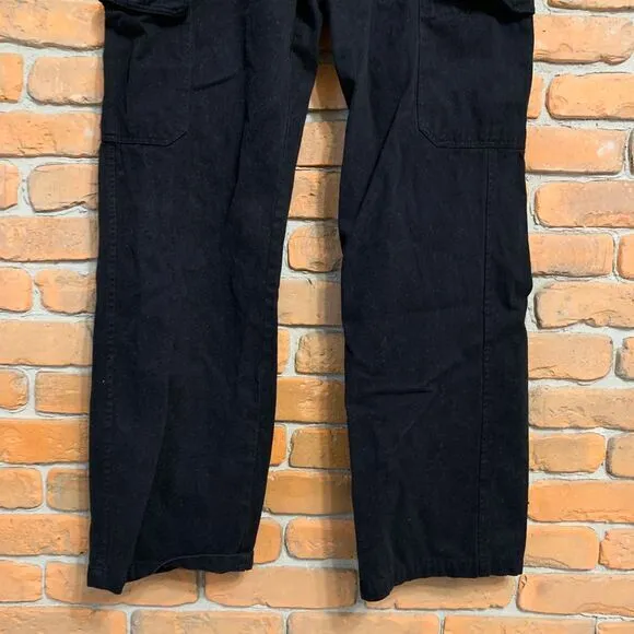 Zara Womens‎ 8 Black Wide Leg Cargo Pants Utility Pocket Workwear Y2K - Image 3