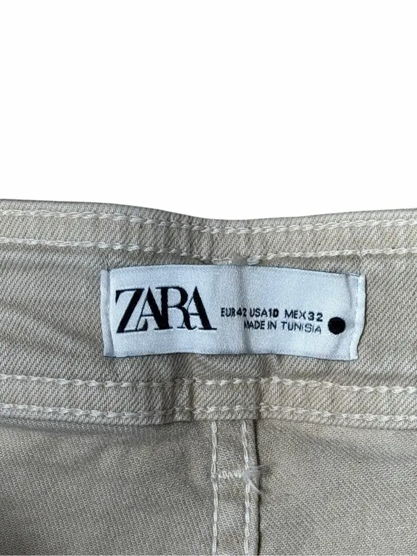 Zara Stone Washed The Marine High Rise Wide Leg Jeans Womans 10 - Image 3