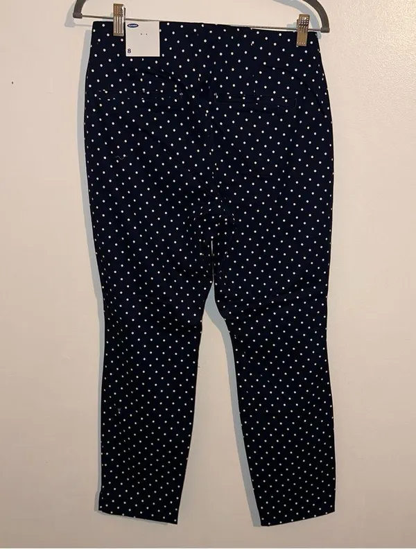 Old Navy women’s business casual stretchy Blue & White Polka Dot Pants size 8 🆕 - Image 5