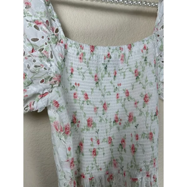 LoveShackFancy Clementine Eyelet Dress Size 2 Coquette Floral Girly Midi Length - Image 12