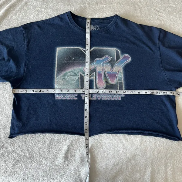 Women's Blue MTV Crop Top XL - Image 6