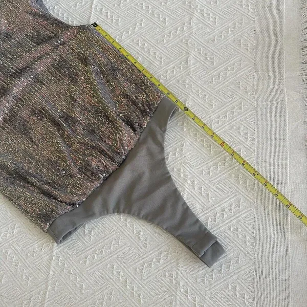 Women’s Astr The Label Hollywood Sequin Bodysuit Sz XS Extra Small Grey/Pink - Image 4