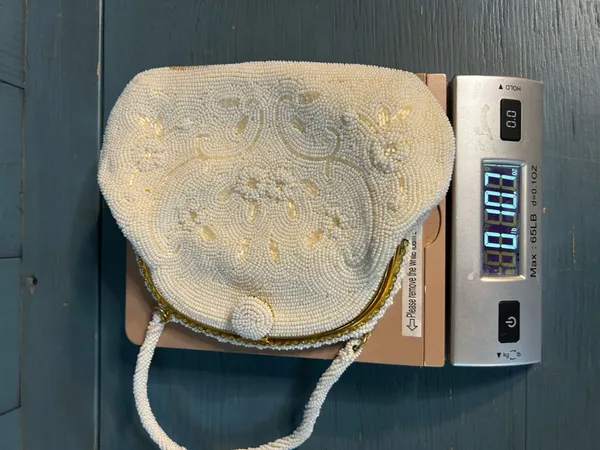 Vintage 1950’s Beaded Ivory Evening Bag with Gold Accents - Made in Japan - Image 6
