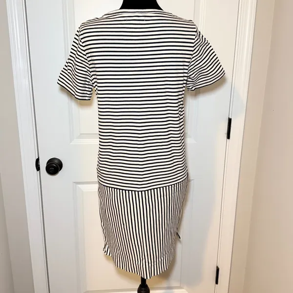 Madewell Striped Short Sleeve T-Shirt Dress Navy White Small Casual Preppy - Image 3