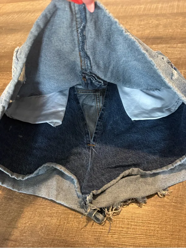 stradivarius Blue Distressed High-Rise Denim Skort - Image 2