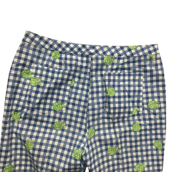 Lilly Pulitzer Blue Cotton Capri Hermit Crab Gingham Check Pants White Lbl 10 - Image 12