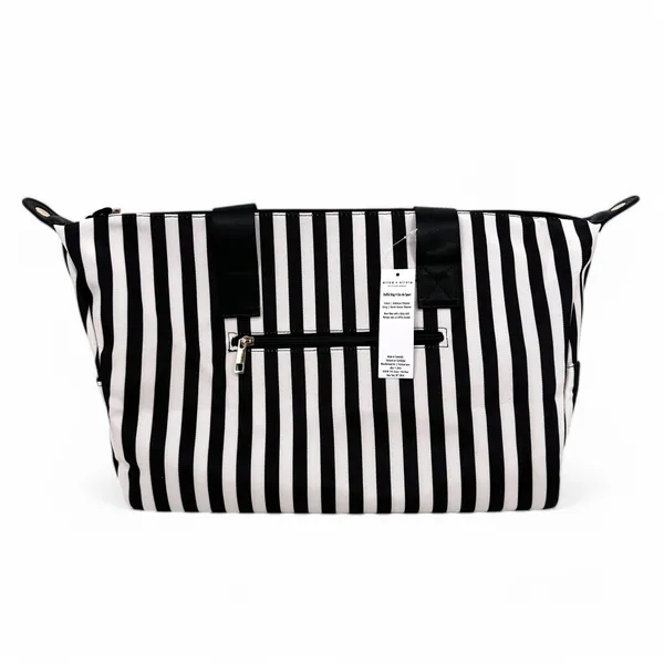 Alice + Olivia Duffle Bag Black and White Positano Stripe Weekender Tote - Image 3
