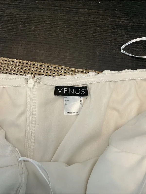 VENUS Two-Tone Strapless Jumpsuit in White & Black - Image 3