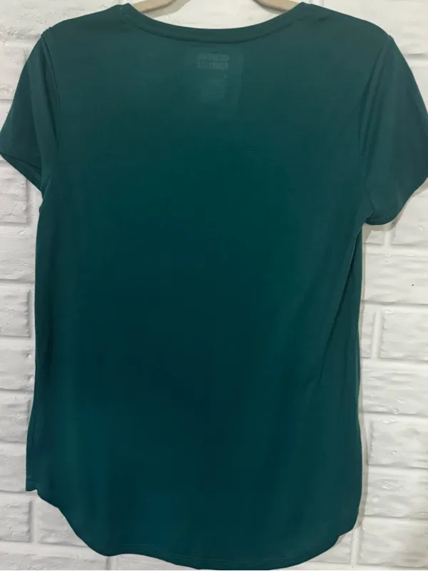 Celebrate Together “Joyful” Shirt Women’s Medium Teal V Neck Pink Ornament - Image 3