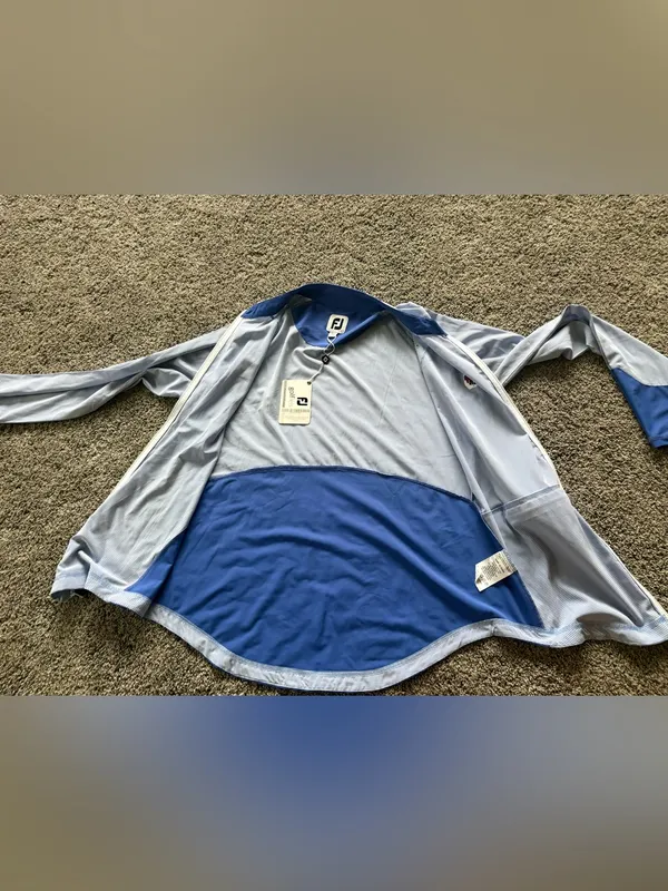 Footjoy Lightweight Periwinkle Striped Full Zip Jacket Womens Size L Golf NWT - Image 10