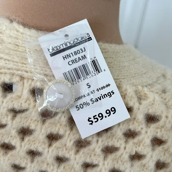 English Factory Cream Open Knit Cardigan - Image 5