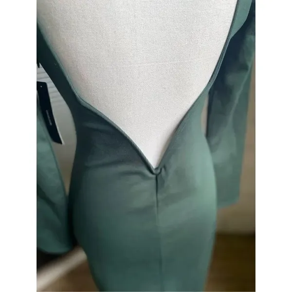 NWT Lulus Olive Green Open Back Long Sleeve Round Neck Dress Size L Party Knee L - Image 14