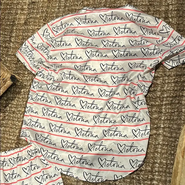 Victoria’s Secret Pink White Logo Two Piece Pajama Sleep Set Size Small - Image 11