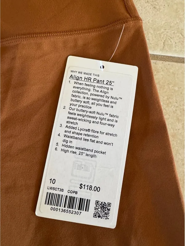 Lululemon Align High Rise 25” Copper Brown Size 10 NWT - Image 4