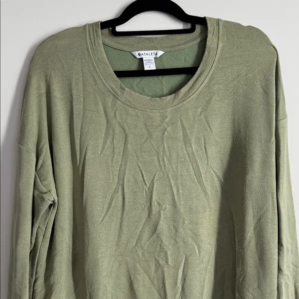 Athleta Olive Crew Neck Sweatshirt Size L - Image 2