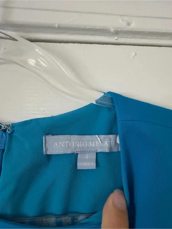 Antonio Melani Sleeveless Teal Shift Dress Size 4 Summer Work‎ Casual Minimalist - Image 3