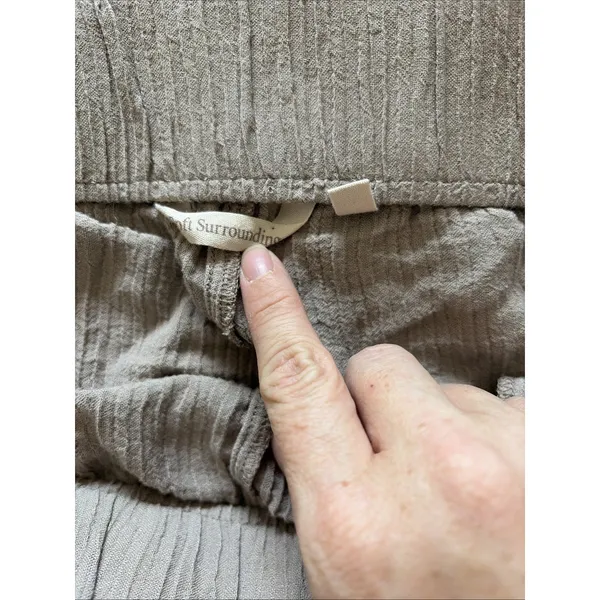 Soft Surroundings Wide Leg Pants Womens Size L Tan Gauze Button Hem Coastal - Image 7