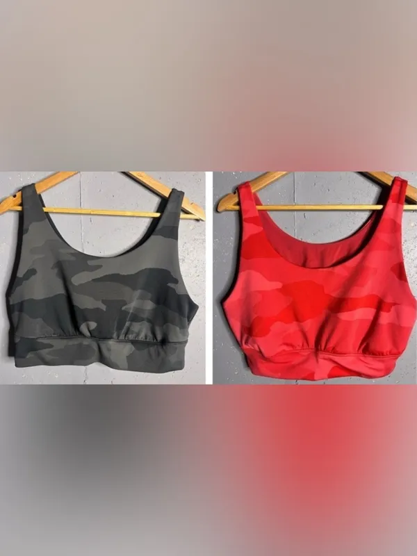 Aerie offline black and red camo keyhole back sports bra bundle. Both size XXL - Image 2