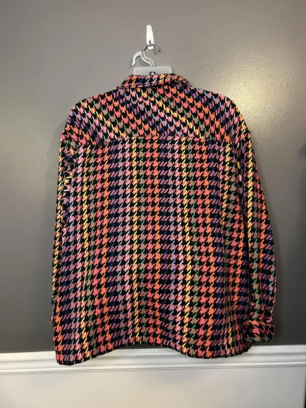 Spoon Jeans Jacket Womens 3X Black Multicolor Houndstooth Shacket Button Front - Image 4