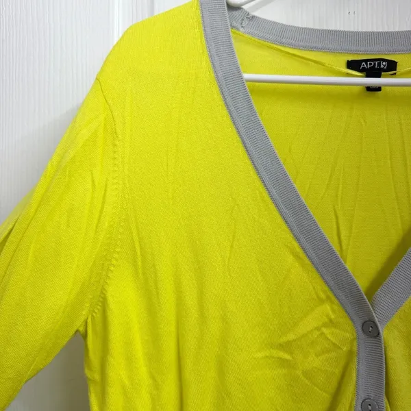 Apt. 9 yellow green 3/4 sleeve soft knit v-neck button down‎ cardigan sweater XL - Image 3
