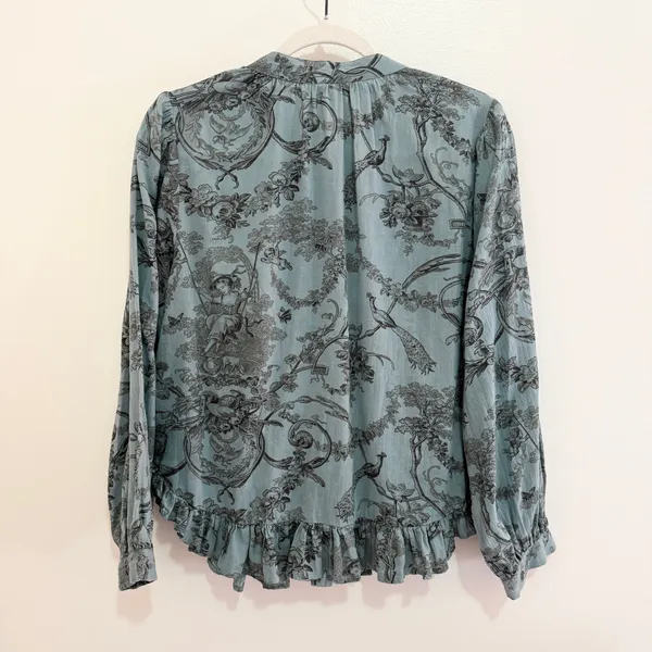 Ivy Jane Toile Ruffle Hem Cotton Blouse – Small - Image 8