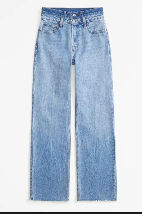 Light Blue Jeans High Rise 90s Relaxed Jean Abercrombie Double Waistband spring - Image 4