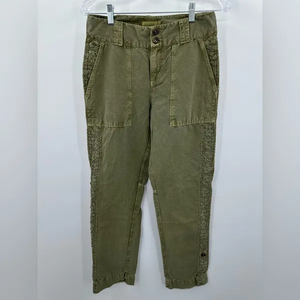 Sundance Femme Voyager Linen Blend Pants Olive‎ Green Women's Size 2 - Image 2