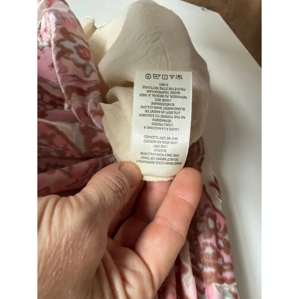 Paisley Boho Babydoll Mini Free People Dress Small Pink Velvet Burnout - Image 10
