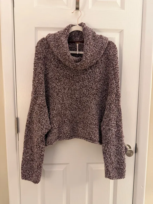 Free People Purple Cowl Neck Oversized BFF Sweater Medium - Image 3