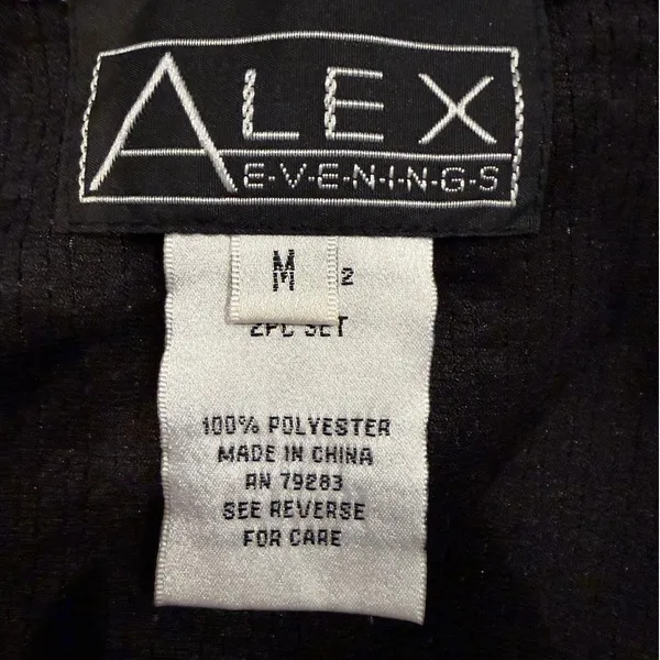 Alex Evenings Beaded Glitter Rose Knit Tank Top Sz Medium M Black Silver Shimmer - Image 4