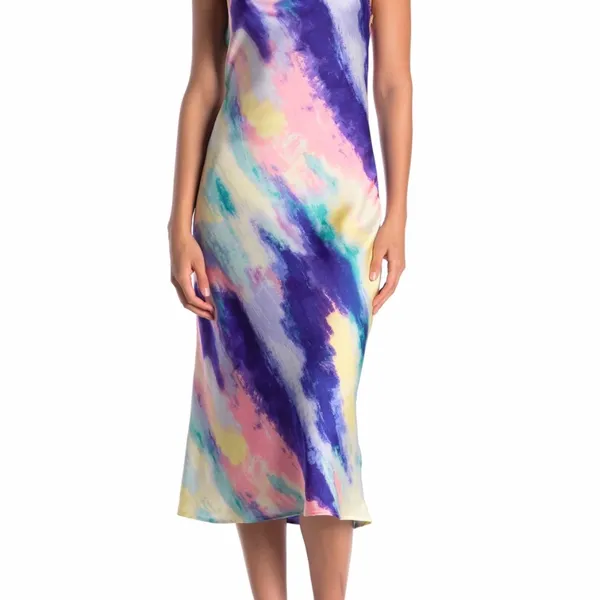 NWOT KENEDIK X Nordstrom Cowl Neck Tie Dye Midi Slip Dress - Image 4