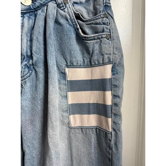 One Teaspoon Womens Smiths Low‎ Waist Wide Leg Denim Jeans Slouchy Multi Pocket - Image 8