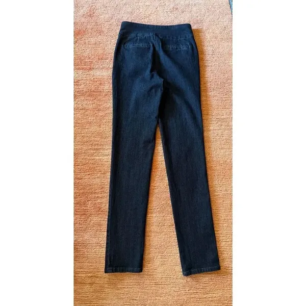 Denim & Co. 2T Dark Wash Pull-On Stretch Denim Pants Slim Straight High rise - Image 8