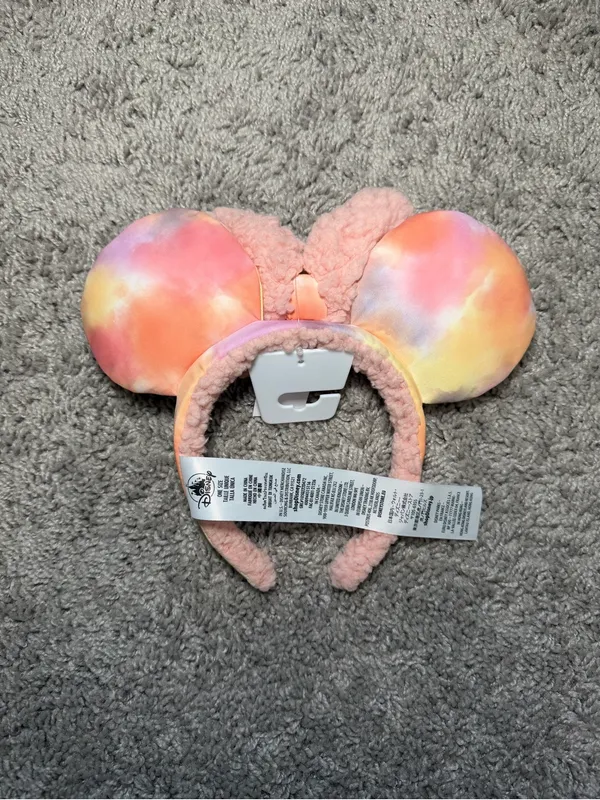 Disney Pastel‎ Tie-Dye Minnie Ears Headband with Pink Sherpa Bow - Image 2