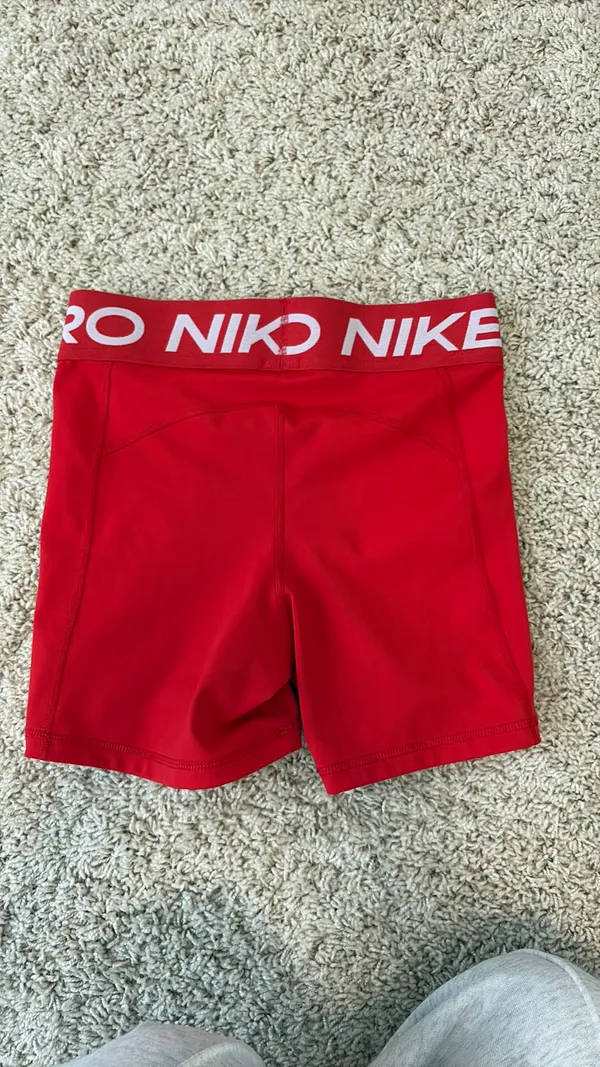 Red Nike Pro Spandex Shorts Women’s 3" - Image 3