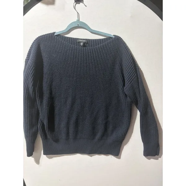 Kenneth Cole New York Women's Navy Blue Ribbed Boat Neck‎ Long Sleeve Sweater XL - Image 3