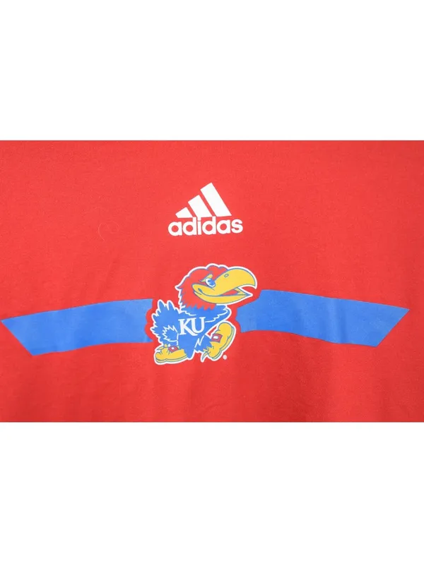 Adidas Creator Tee Kansas Jayhawks Shirt Medium Red Blue Team Logo Crew - Image 4