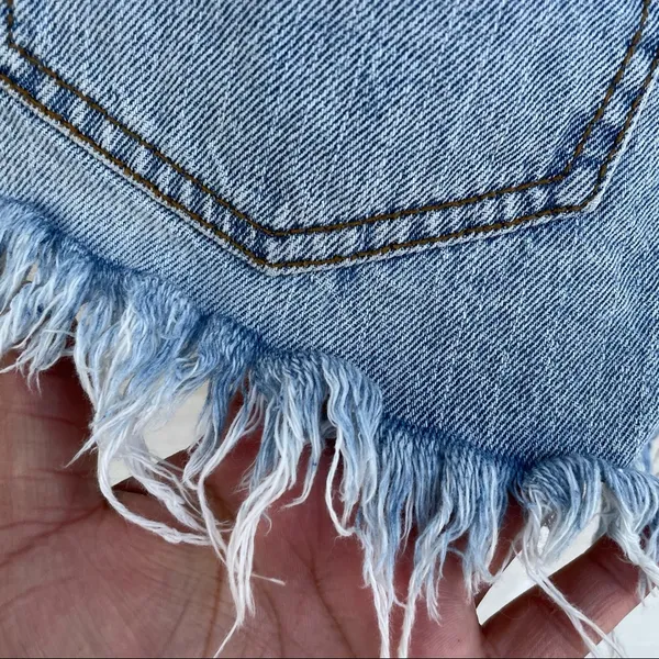We The Free Women’s Shorts Blue Denim Button Fly Cut Off Distressed Size 26 - Image 8