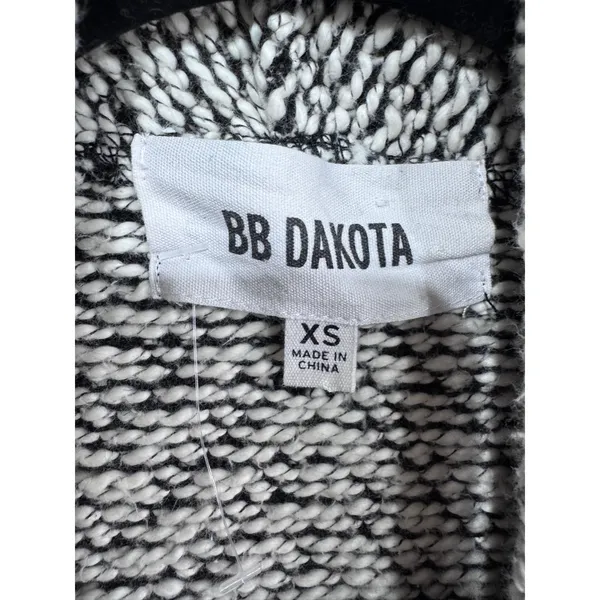 BB Dakota XS Open Front‎ Cardigan Chevron Chunky Knit Drape Boho Black White - Image 5