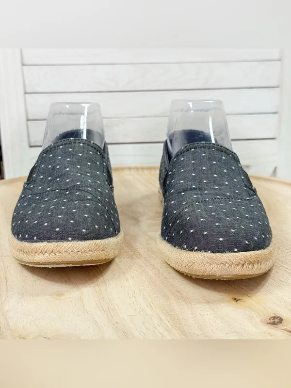 Toms Alpargata Polkadot Espadrille Canvas‎ Slip On Flats Shoes Black White 7.5 - Image 2
