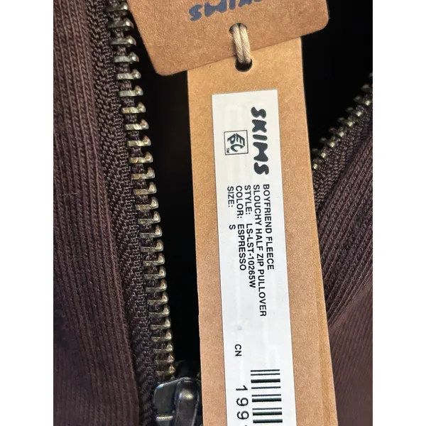 SKIMS Oversize Fleece Half Zip Pullover in Espresso small NWT - Image 10