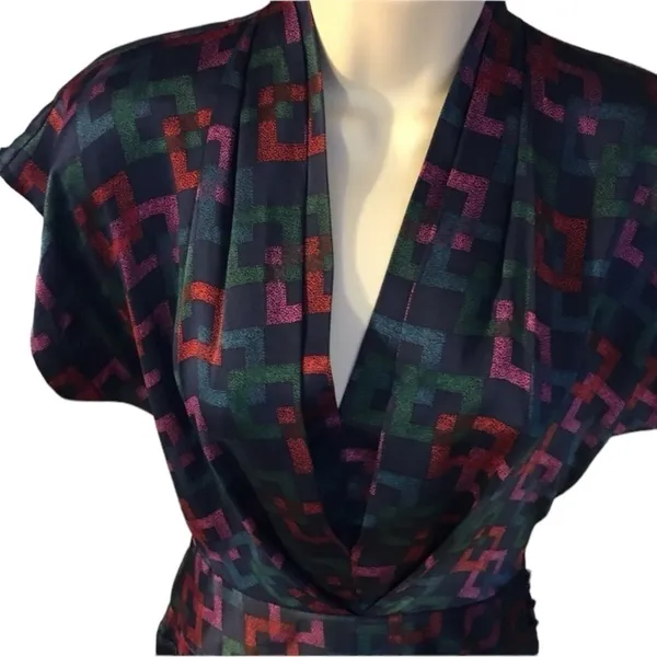 Anthropologie Trovato 100% silk Jewel Tone mini Party dress Spring Summer flirty - Image 8