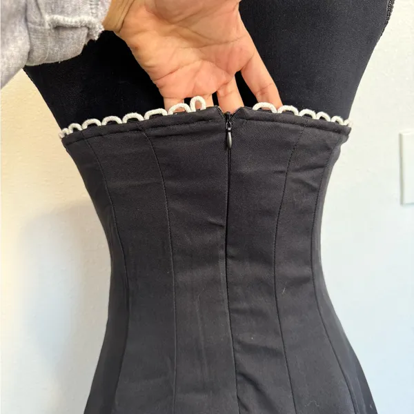 Musera Strapless Black & White Fit-and-Flare Dress | Size Small - Image 5