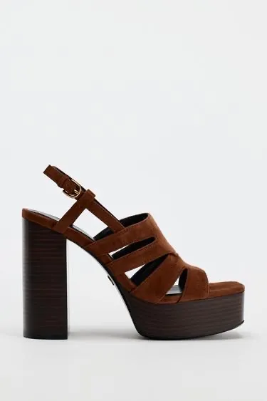 ZARA CHUNKY SUEDE PLATFORM SANDALS - Image 2