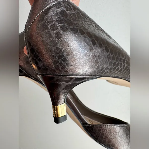 Sam Edelman Dark Brown Metallic Snake Print Heels - Image 7
