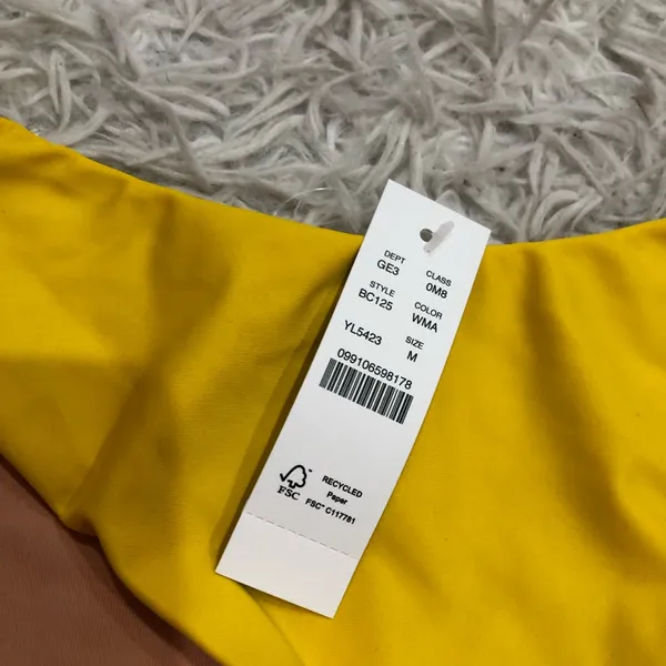 J‎ Crew Curved Waist Cheeky Bikini Bottom Yellow Size Medium - Image 4