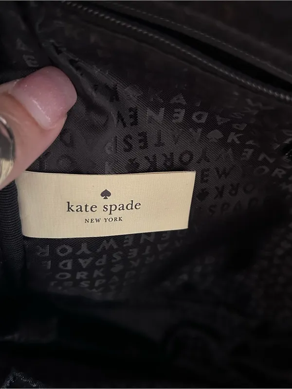 Kate Spade black mini nylon backpack gold hardware front pocket adjustable strap - Image 7