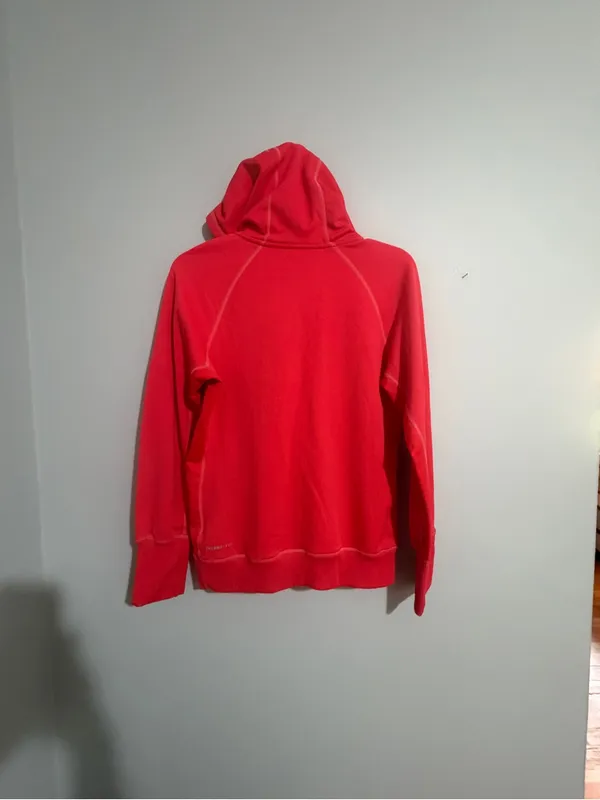 Nike Women's Bright Red Pullover Hoodie with Swoosh- Med - Image 6