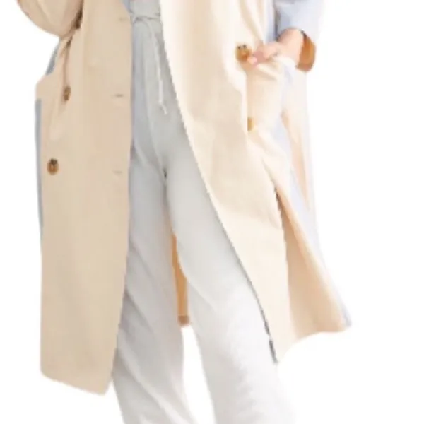 New Belted Trench Coat In Color Khaki / Blue - Image 9