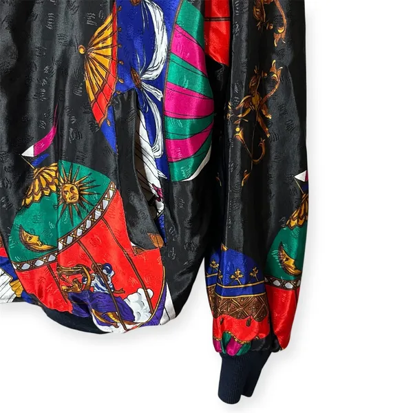 Vintage Kocal Baroque Bomber Jacket Hot Air Balloon Print Windbreaker 80s 1 Size - Image 3